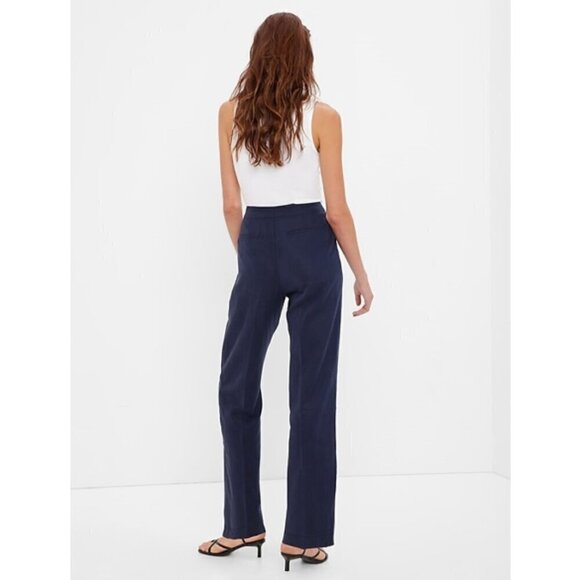 GAP SoftSuit High Rise Wide Leg Tencel Pants Navy Blue 18 TALL RT$90 #404698 NEW - Picture 2 of 10